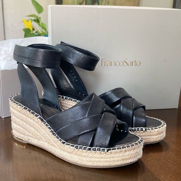 Franco Sarto Shoes Franco Sarto Black Wedge Espadrilles With